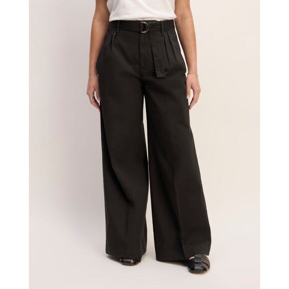 Everlane The Pleated Wide-Leg Chino in Black 16 - Picture 1 of 10